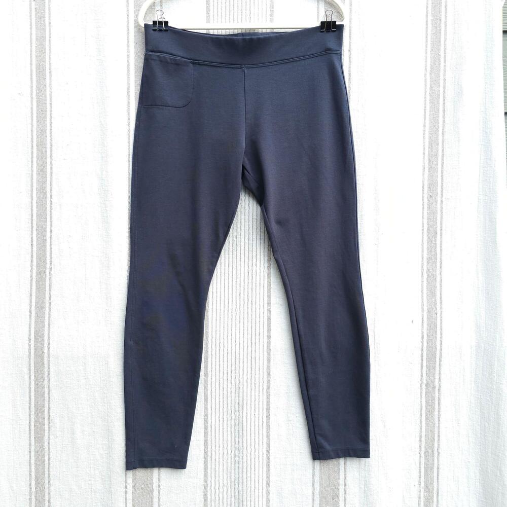 American Giant Pants Ponte Slim Womens 12 Navy Blue Made USA Pocket Stretch